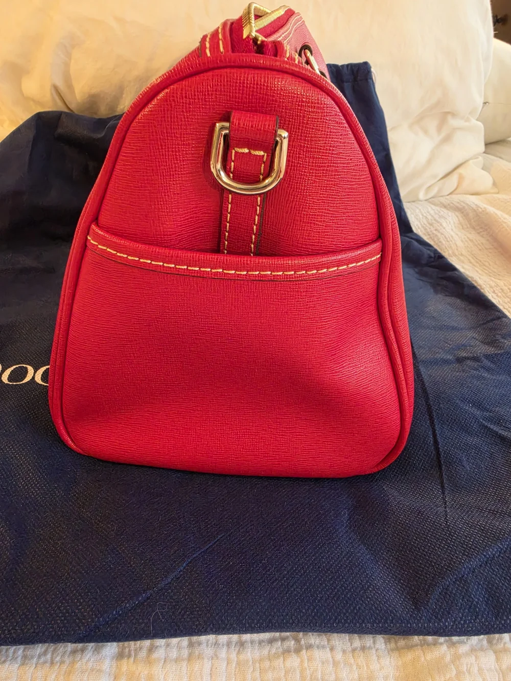 Dooney & Bourke Red Leather Satchel with Shoulder Strap